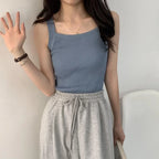 Ribbed Square-Neck Tank Top
