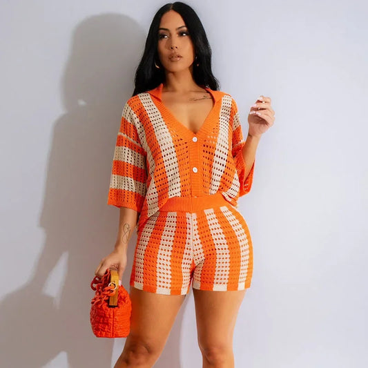 Striped Knitted 2 Piece Set