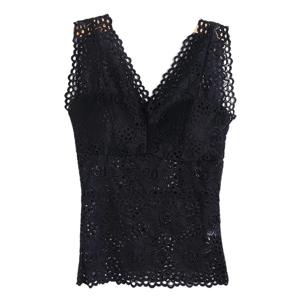 Floral Lace Camisole with Built-in Bra