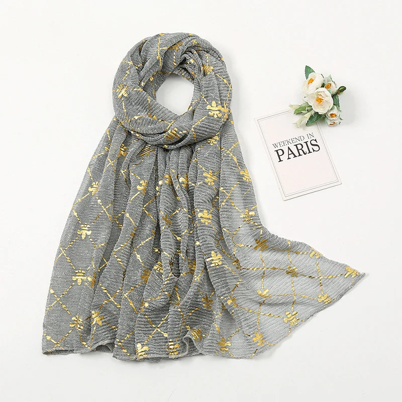 Muslim Chiffon Hijab Scarf Women Long Sequin Fabric Head Wrap For Women Hijabs Scarves Ladies Muslim Veil Jersey Hijabs