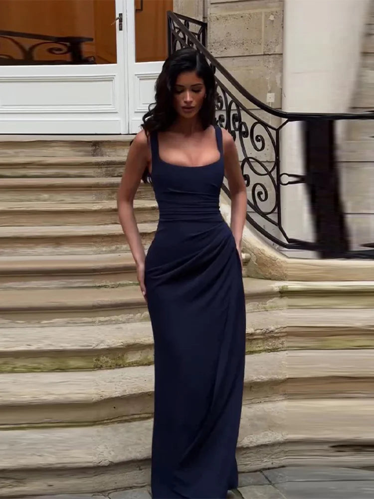 Pleated Split Long Dress