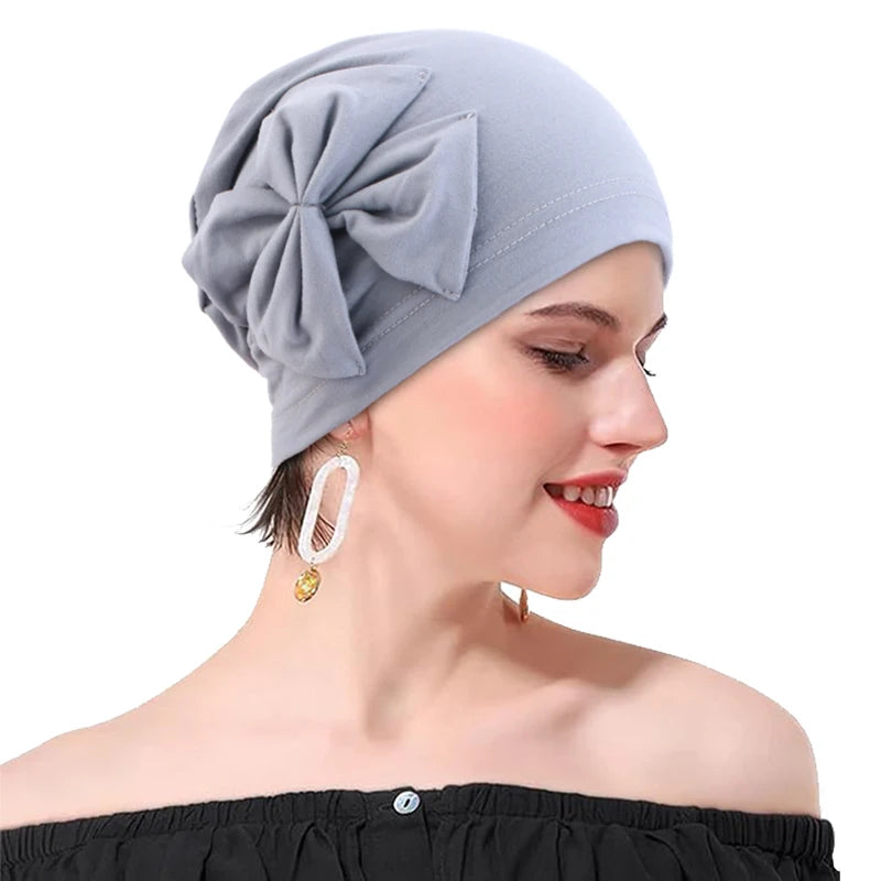 Women Stretchy Turban Hat bow headband hat Soft headscarf fashionable Muslim hat high-quality new Head Scarf