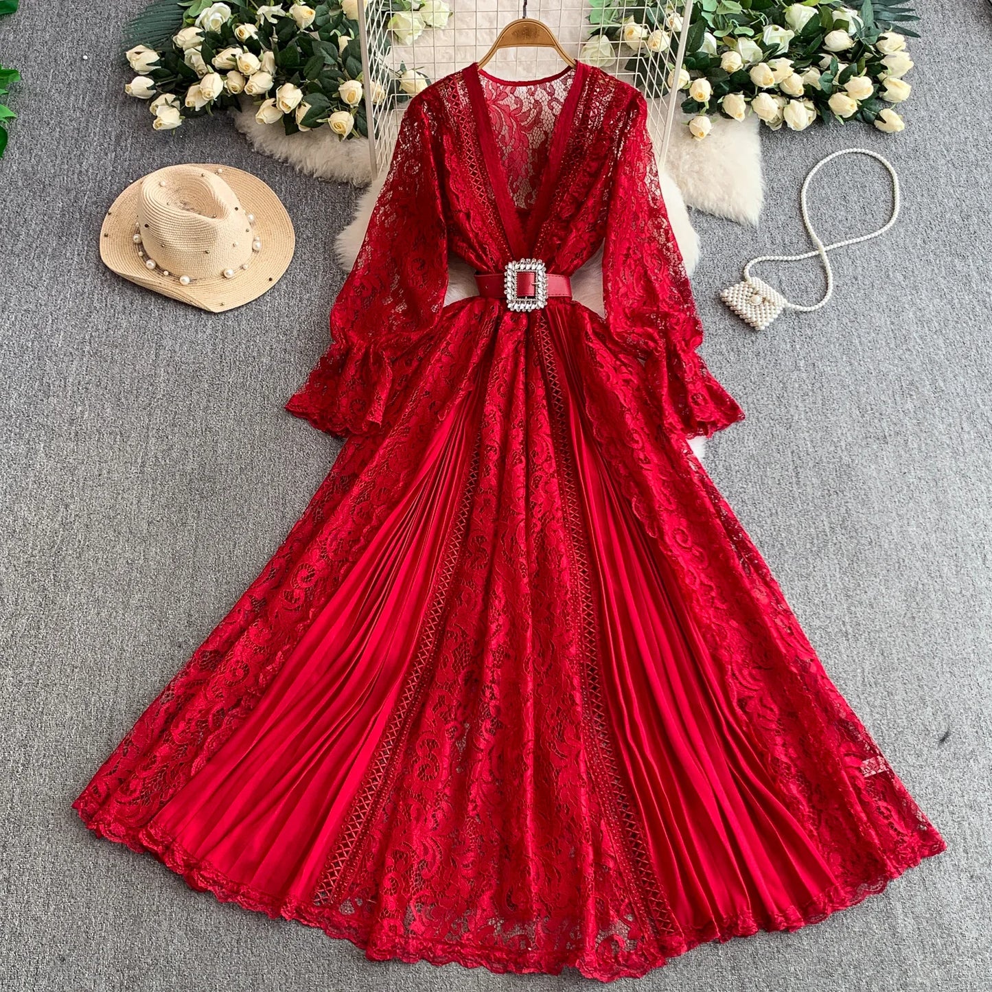 Lace V-Neck Dress