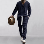Casual Trousers V-Neck Versatile Jacquard Knitted Sweater Set