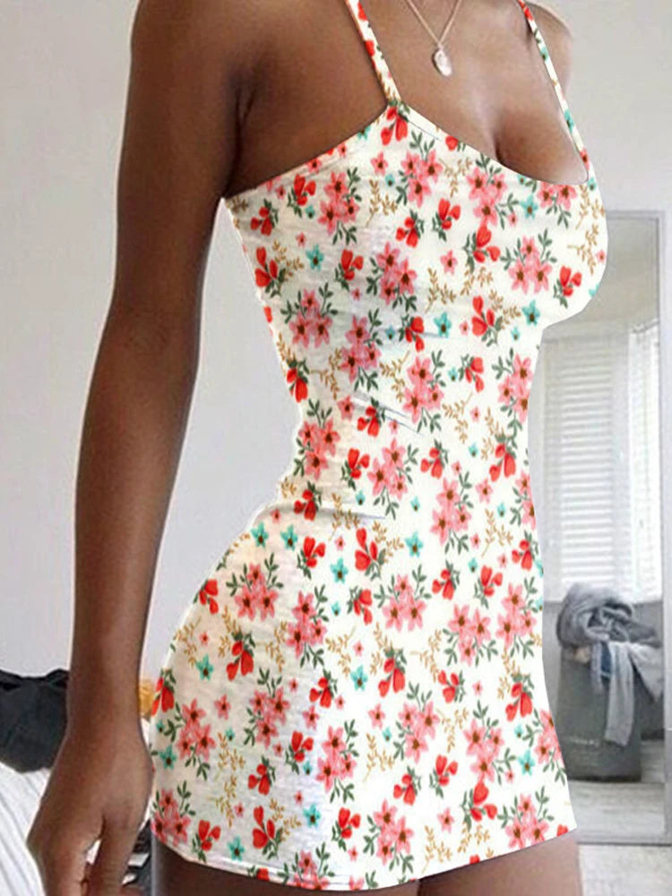 Print Backless Slip Dress
