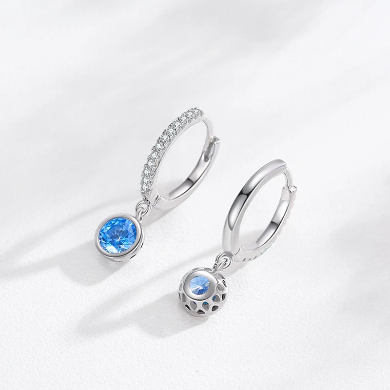 925 Sterling Silver Sparkling Circle Multicolour Crystal Hoop Earrings