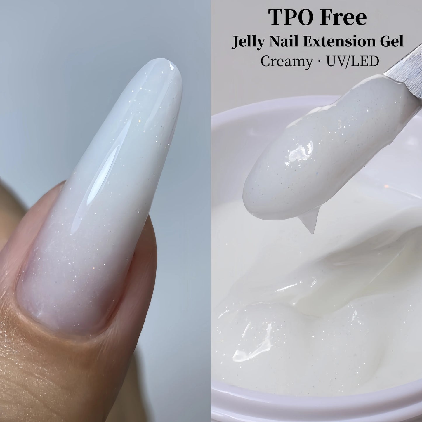 MSHARE 150ml Ice Blue Jelly Gel Builder Nail Extension Gel Tpo Hema Free Gel Nail Construction Cream Medium Shimmer UV Led Gel