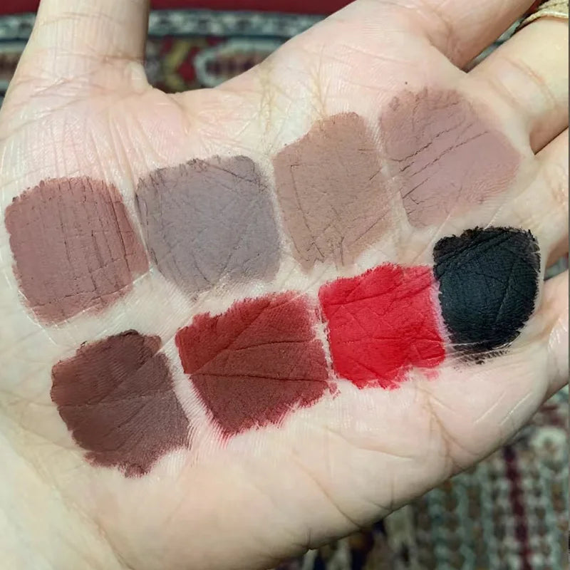 Hyntoor Matte Lip Mud Nude Goth Soft Mist Velvet Punk Smoky Black Grey High Colors Lipstick Lasting Lip Makeup