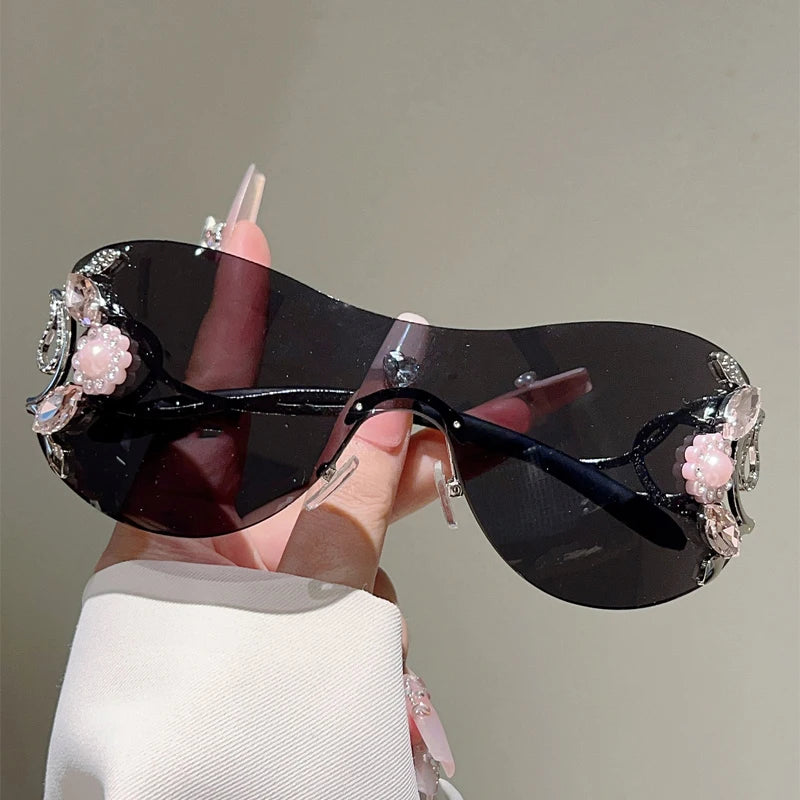 KAMMPT Rimless Sunglasses with Rhinestones