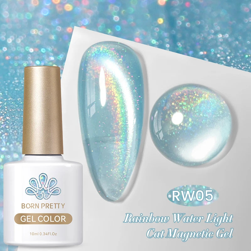 BORN PRETTY 10ml Water Light Cat Magnetic Gel Nail Polish Shining Super Sliver-light Holographics Soak Off UV Gel Varnish