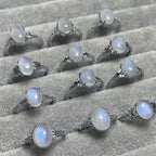 Natural Moonstone White Copper Adjustable Ring