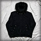 Zip-Up Hoodie with Faux Fur Trim Hood