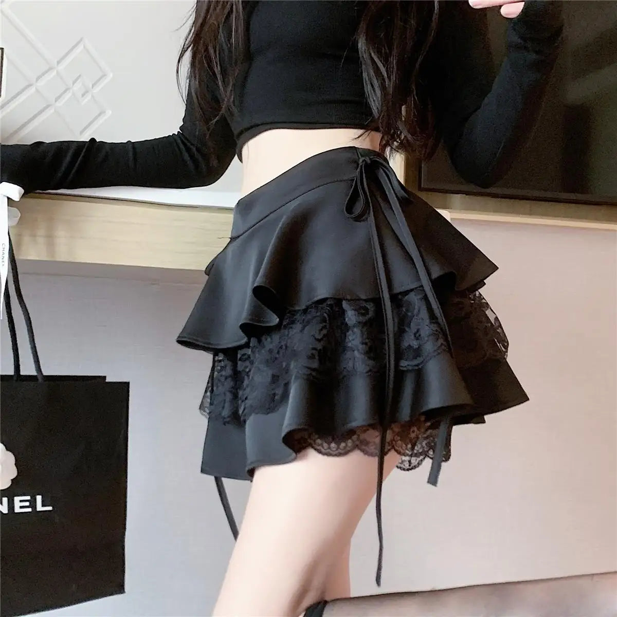 A-Line Skirt with Lace Trim