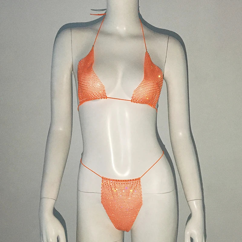 Fishnet Glitter Rhinestone Bikini
