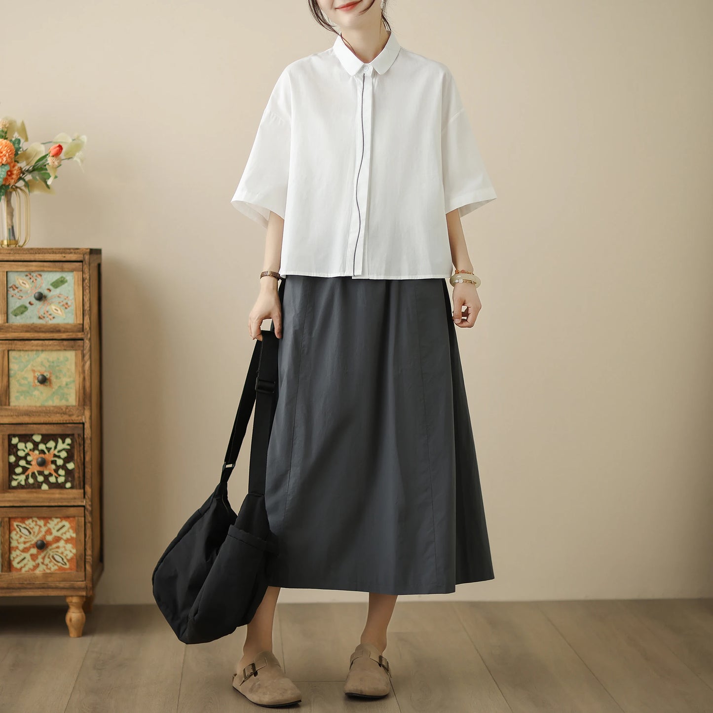 Cotton Linen Embroidered Shirt