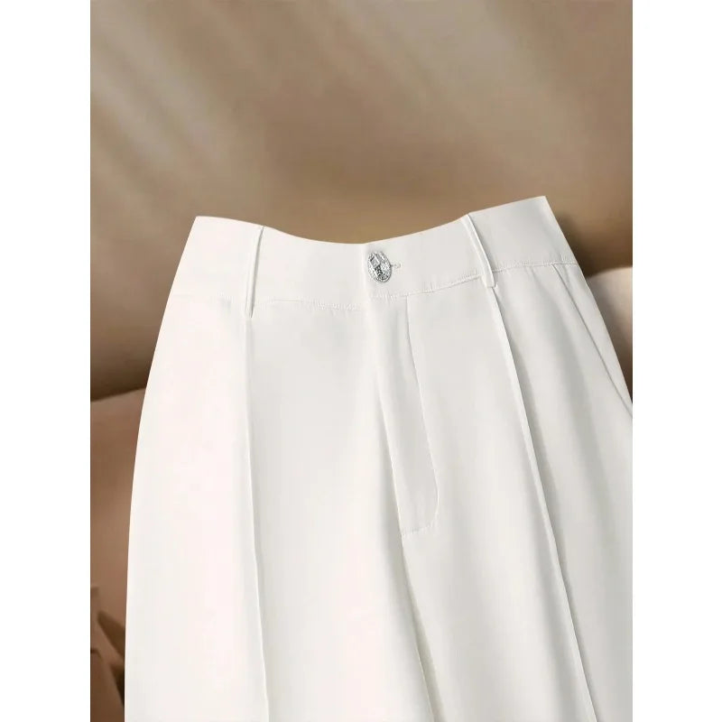 Solid Color Loose Straight Leg Trousers