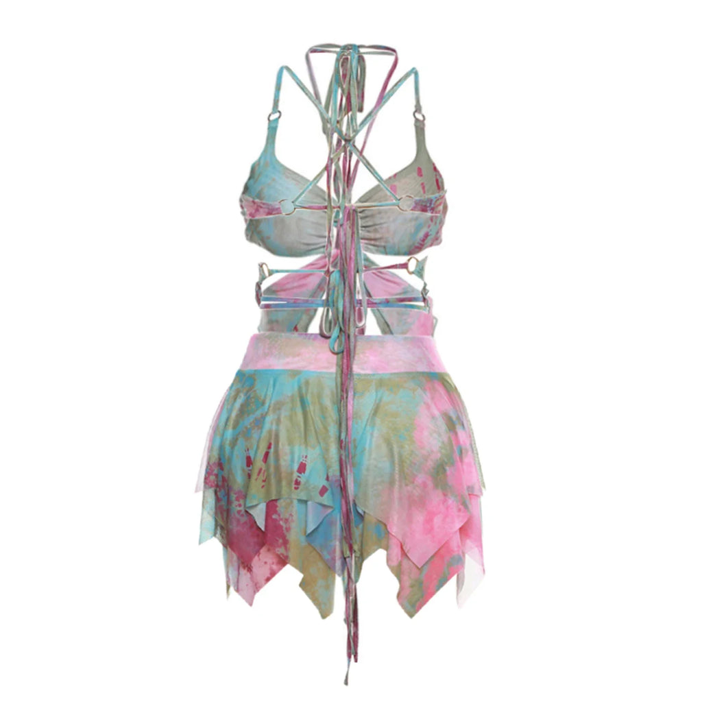 Butterfly Print 3 Pcs Skirt Set