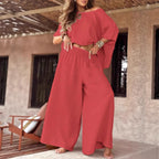 Oversize Loose Top Wide-leg Pants Set