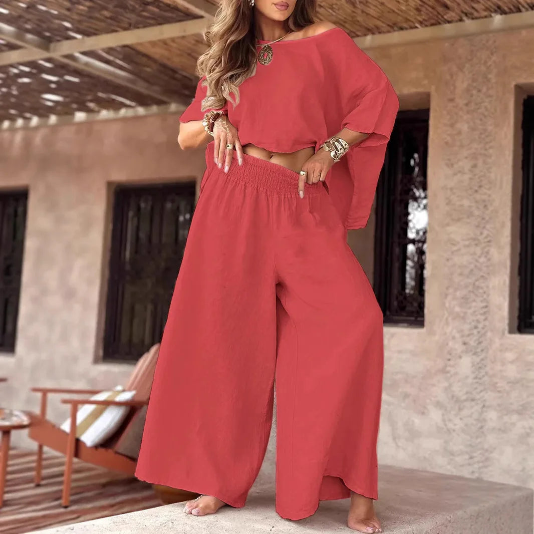 Oversize Loose Top Wide-leg Pants Set