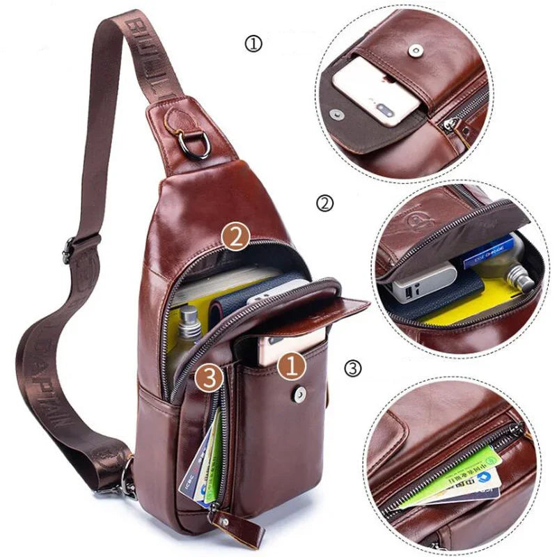 Genuine Leather Crossbody Chest Pack