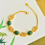 Natural Hetian Jasper White Jade Flower Bracelet