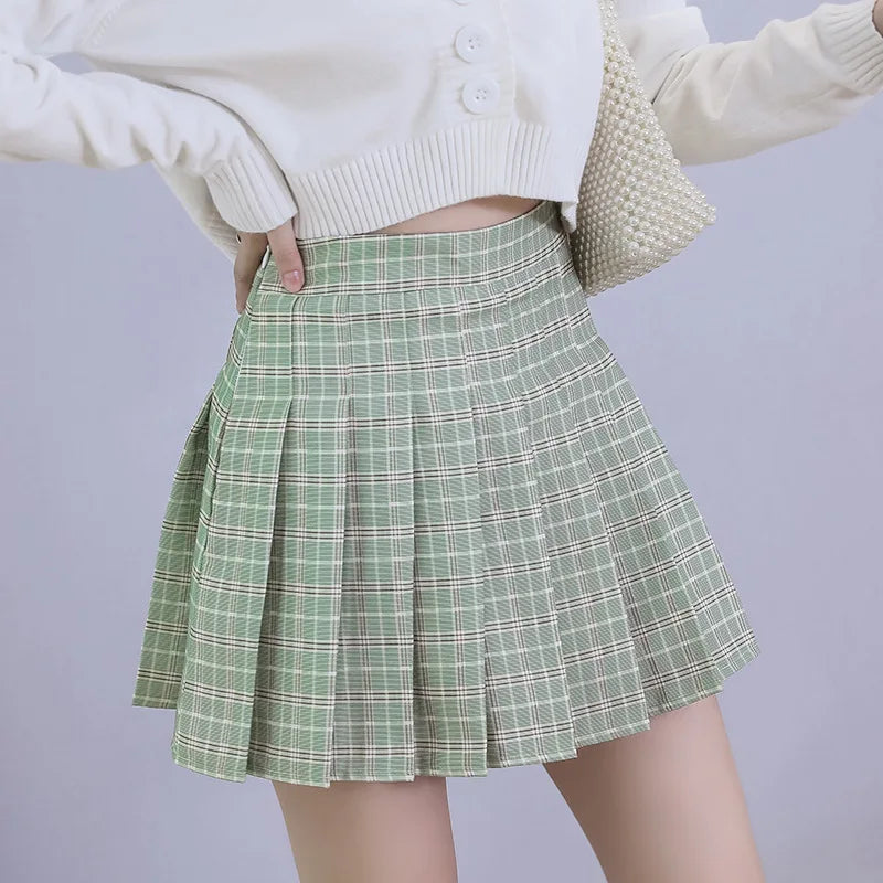 Pleated Plaid Skirt