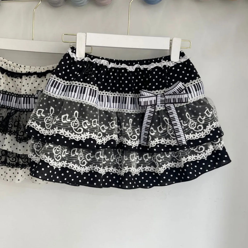 Piano Key Lace Cake Skirt