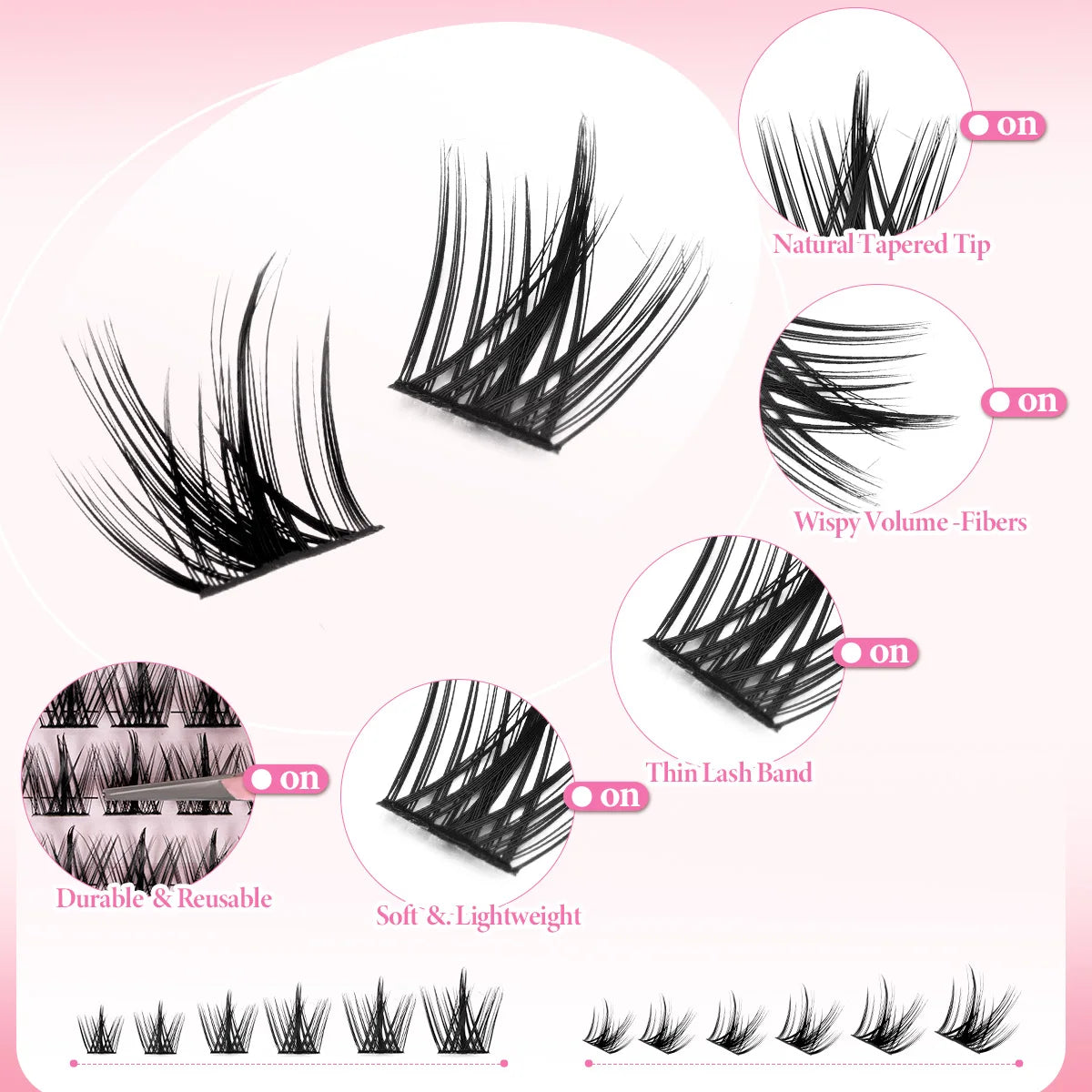 DIY Natural Cluster Lashes Manga Lashes Soft Wispy Individual Cluster Eyelashes Extension Makeup