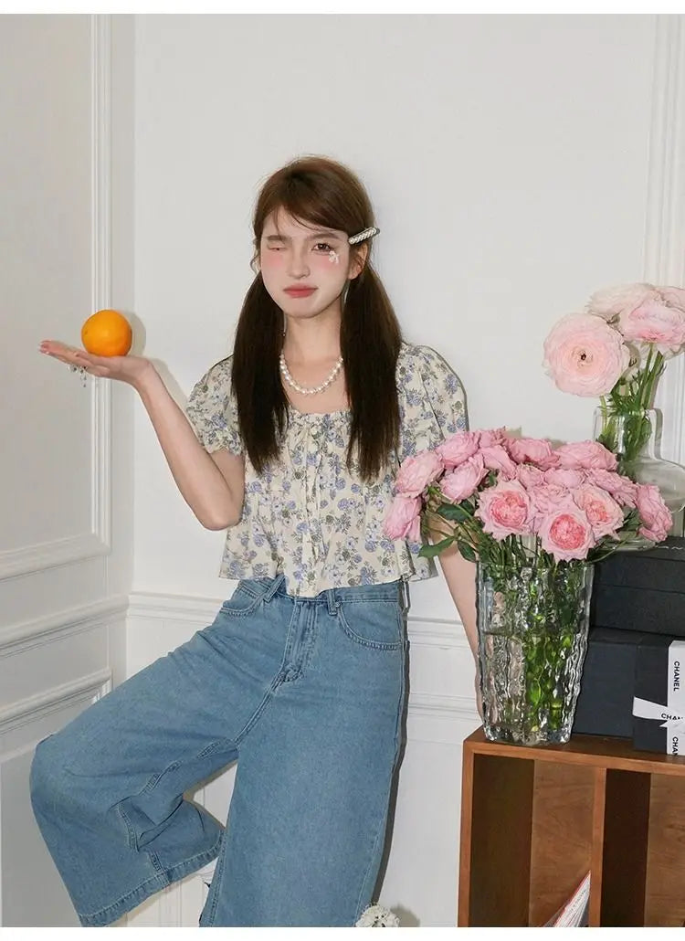 French Floral Short-Sleeved Tee