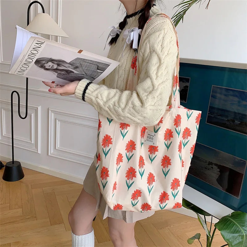Floral Canvas Tote Bag