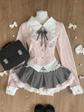 Sweet Preppy Style Two Piece Set