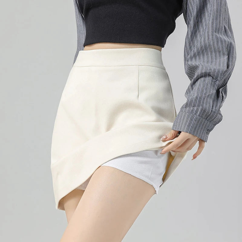 High Waist Woolen Wrap Hip Skirt