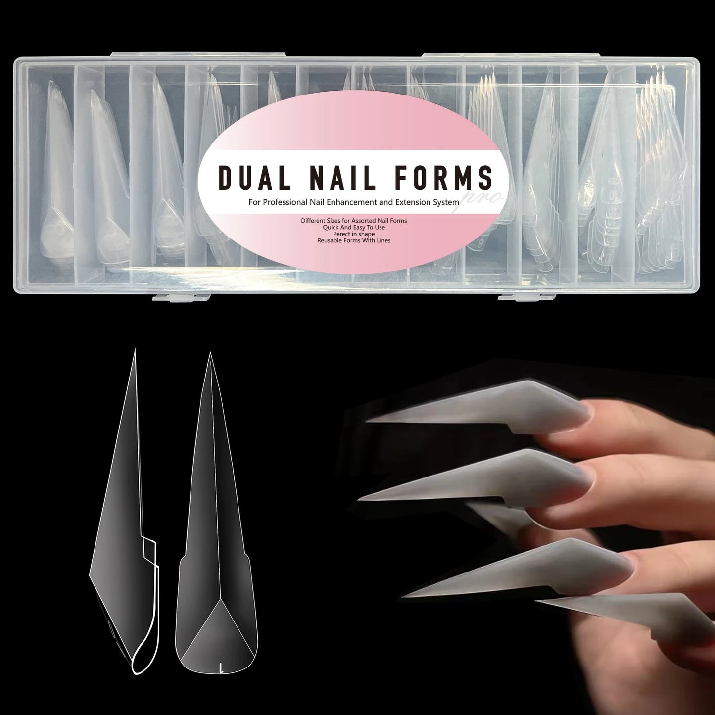 140/150pcs Extra-Long Butterfly Wing Nail Dual Forms Acrylic False Nail Tips Quick Building UV Gel Mold Nail Extension Top Forms