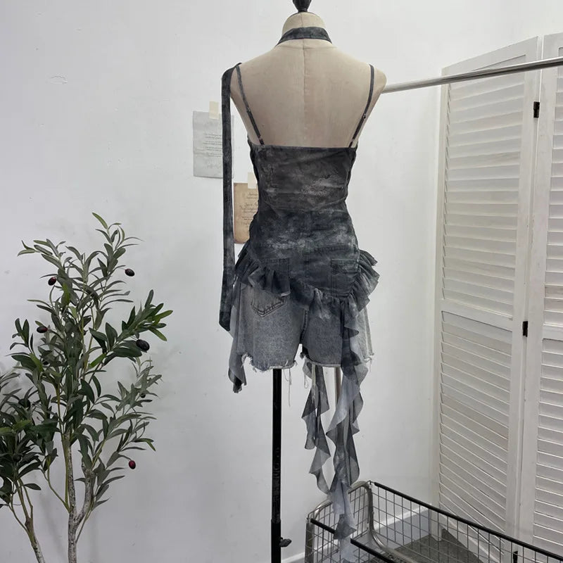 Plaid Printed Mesh Spaghetti Strap Camisole