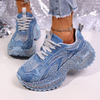 Crystal Lace-Up Platform Sneakers