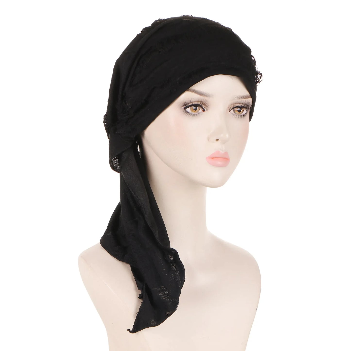 Shiny Glitter Elastic Solid Color Pre-Tied Hijabs Wrap Head Scarf Muslim Turban Bonnet for Women Inner Hat Turbantes Caps Mujer