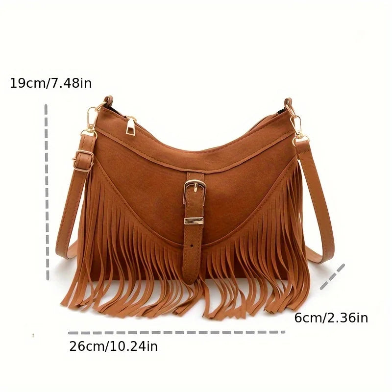 Tassel Suede Crossbody Bag