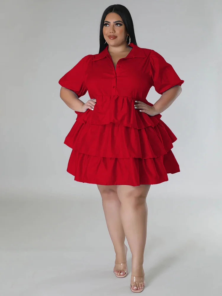 Wmstar Plus Solid Midi Shirt Dress