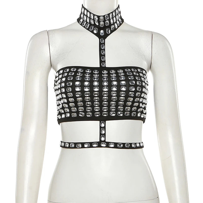 Crystal Embellished Choker Bustier