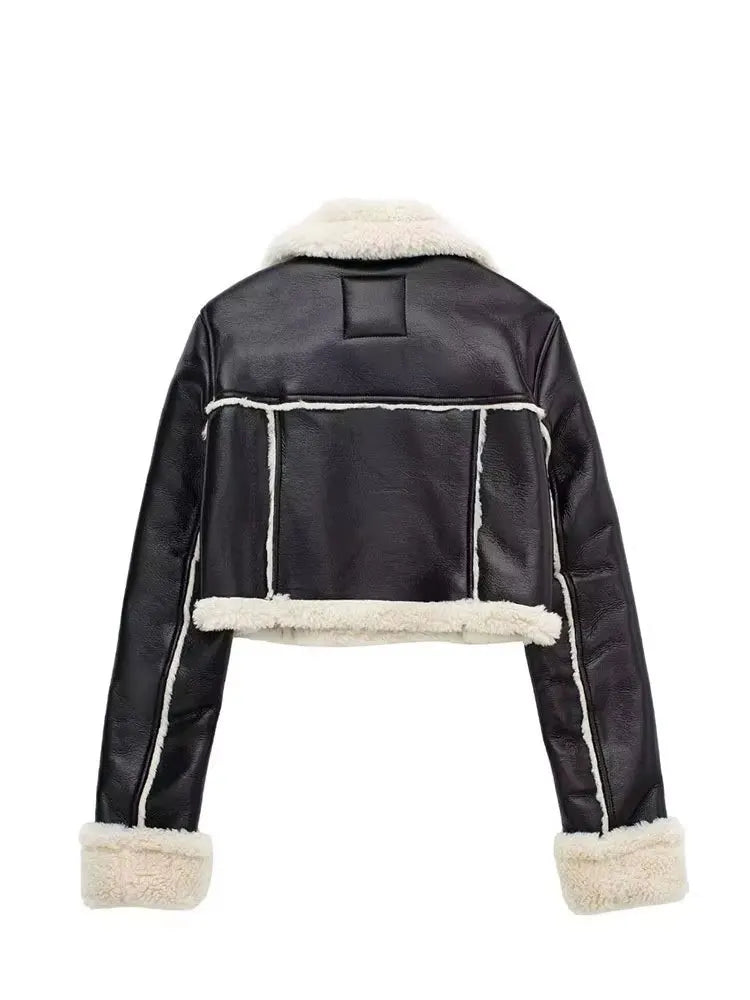 Faux Leather Short Jacket