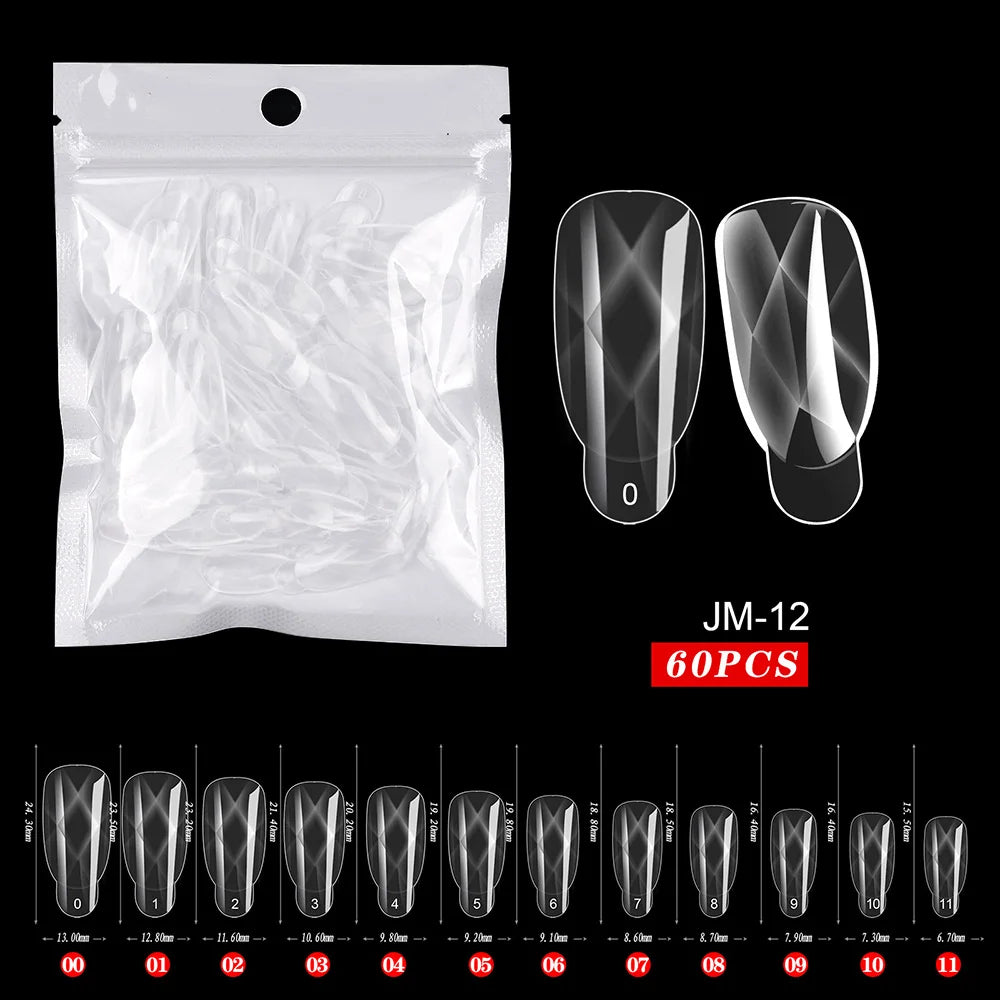Fake Nail Forms Tips UV Gel For Extension Building Gel Polish Fake Artificial Tool 60pcs