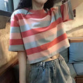 Black White Striped Cropped Top