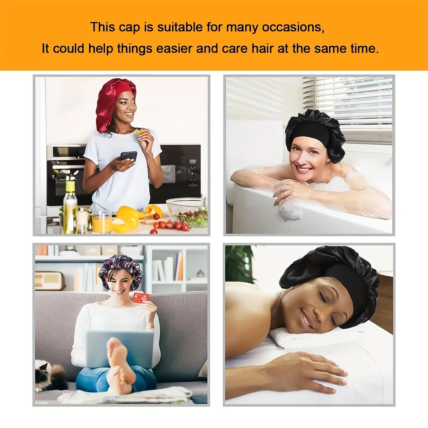 Extra Large Long Satin Sleep Bonnet