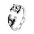 925 Sterling Silver Cute Panda Open Ring