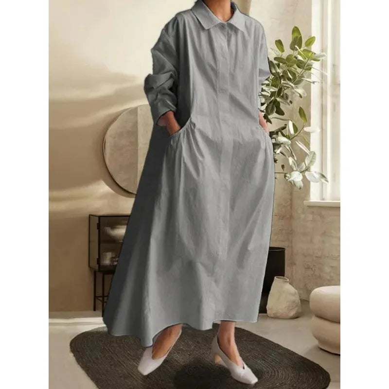 Long Sleeved Lapel Dress