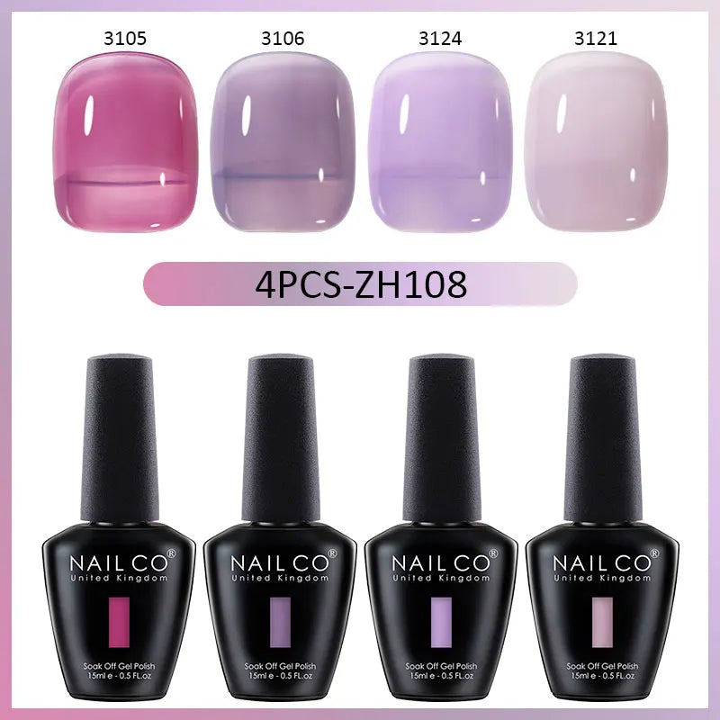 NAILCO 4pcs 15ml Autumn Winter Translucent Color Gel Nail Polish