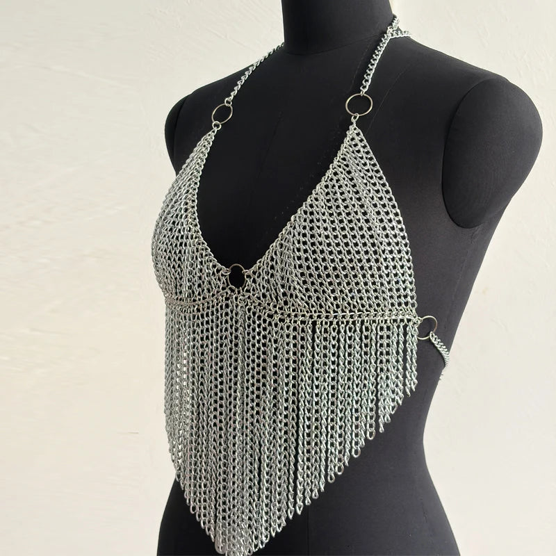 Metal Chain Halter Neck Top