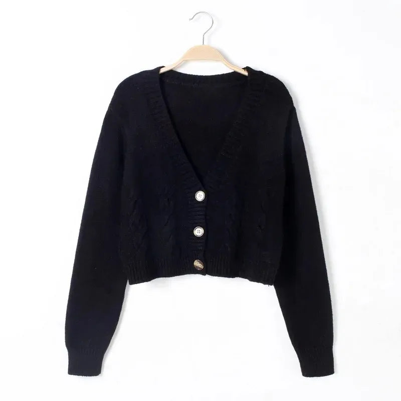 V Neck Cropped Cardigan