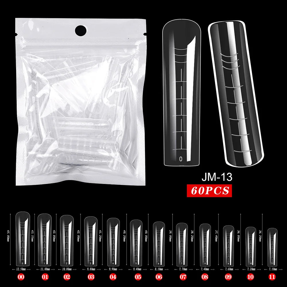 Fake Nail Forms Tips UV Gel For Extension Building Gel Polish Fake Artificial Tool 60pcs