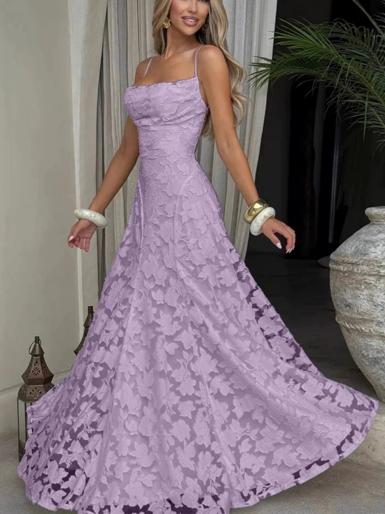 Floral Embroidery Maxi Dress
